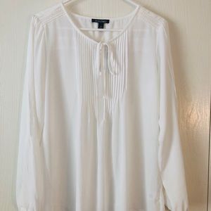 NWT Roz & Ali White Boho Peasant Blouse